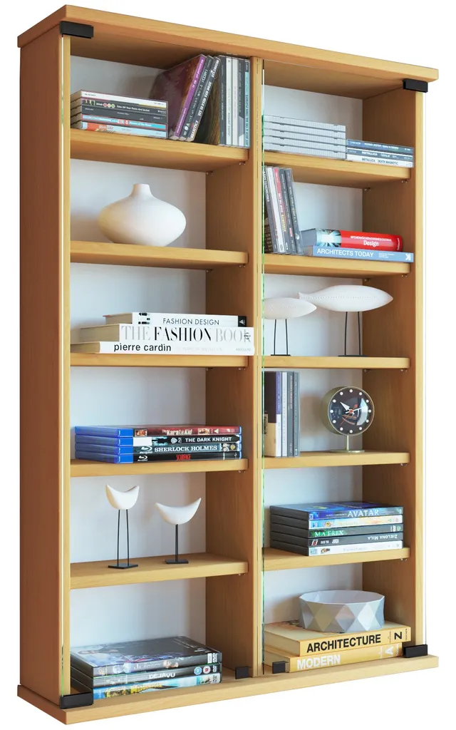 vcm-cd-dvd-wandregal-nulis-60x18x92-cm-2-glast-ren-12-f-cher-wei image 1