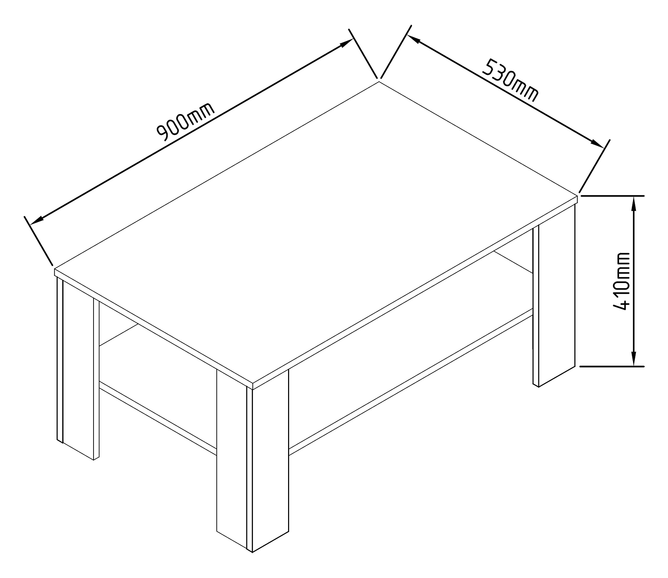 vcm-beistelltisch-honig-eiche-schwarz-90-x-53-x-41-cm-1-fach-holzwerkstoff image 3