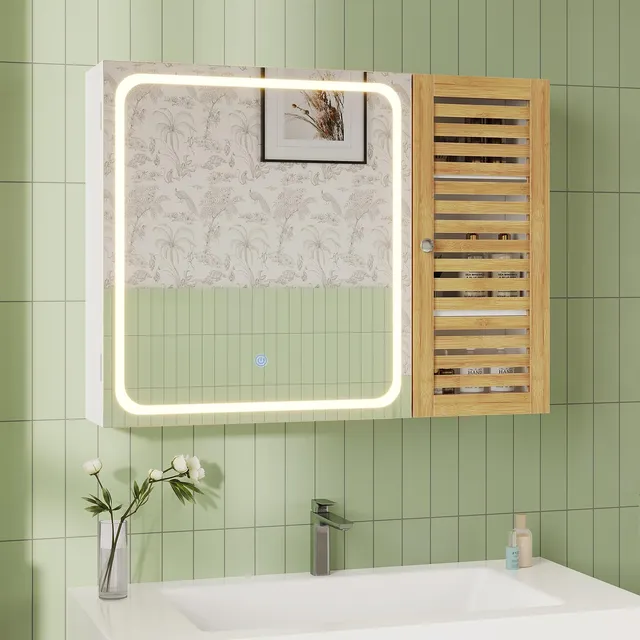 forabamb-spiegelschrank-bad-mit-beleuchtung-80x60x16-cm-6-ablagef-cher-4-verstel image 1