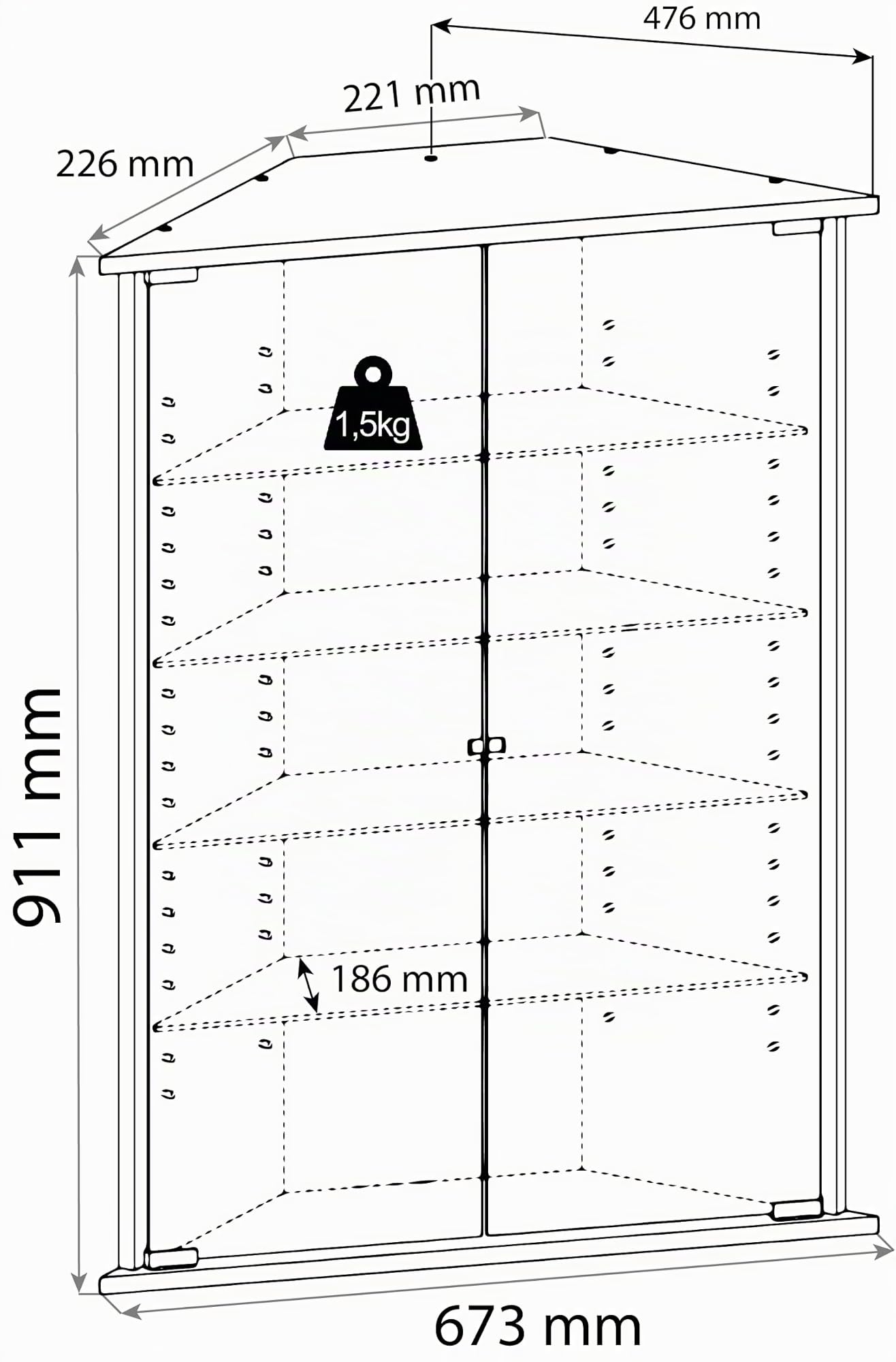 vcm-standvitrine-wei-67x23x88-cm-vitrinenschrank-mit-2-t-ren-5-f-chern-holzwerks image 3