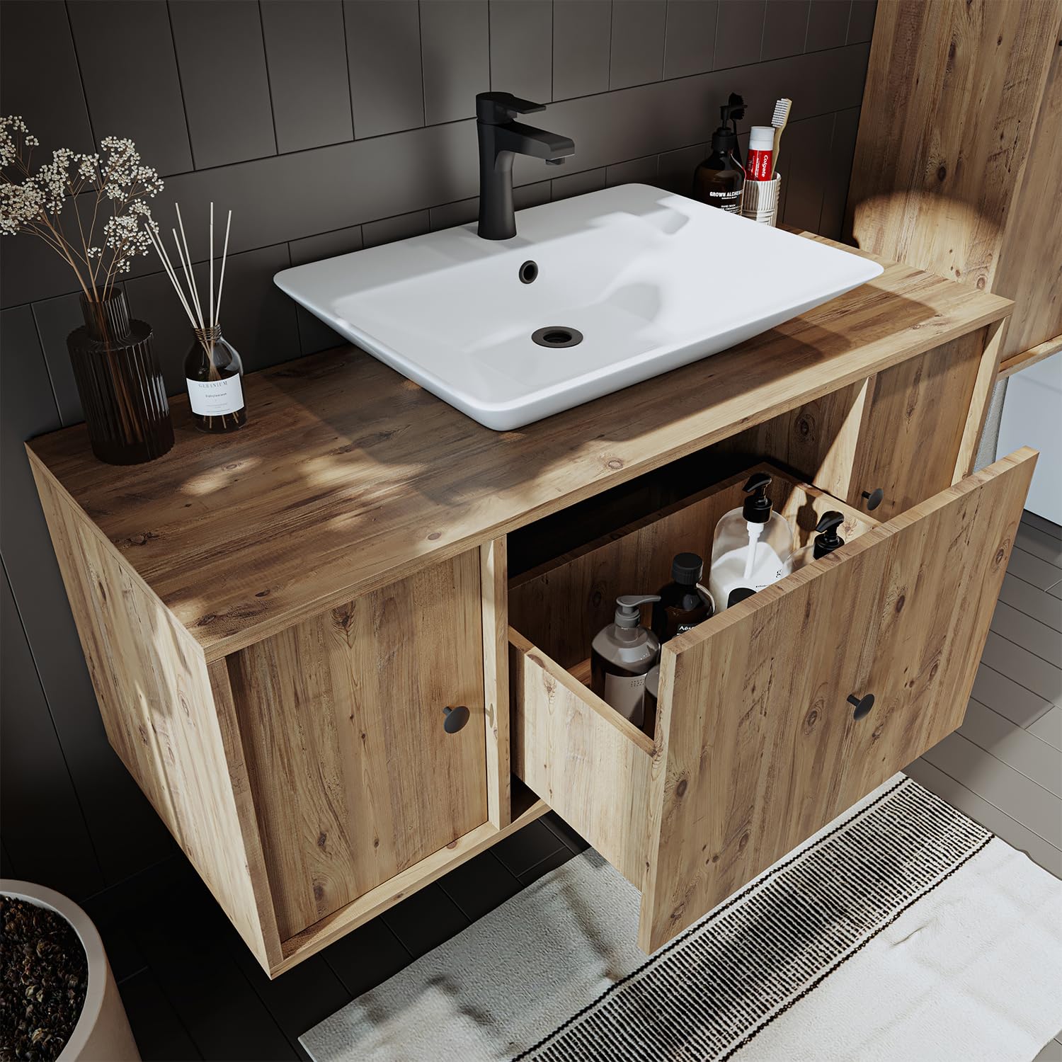 roomart-badezimmerm-bel-set-gusto-120-cm-4-teilig-eiche-mit-keramik-waschbecken image 1