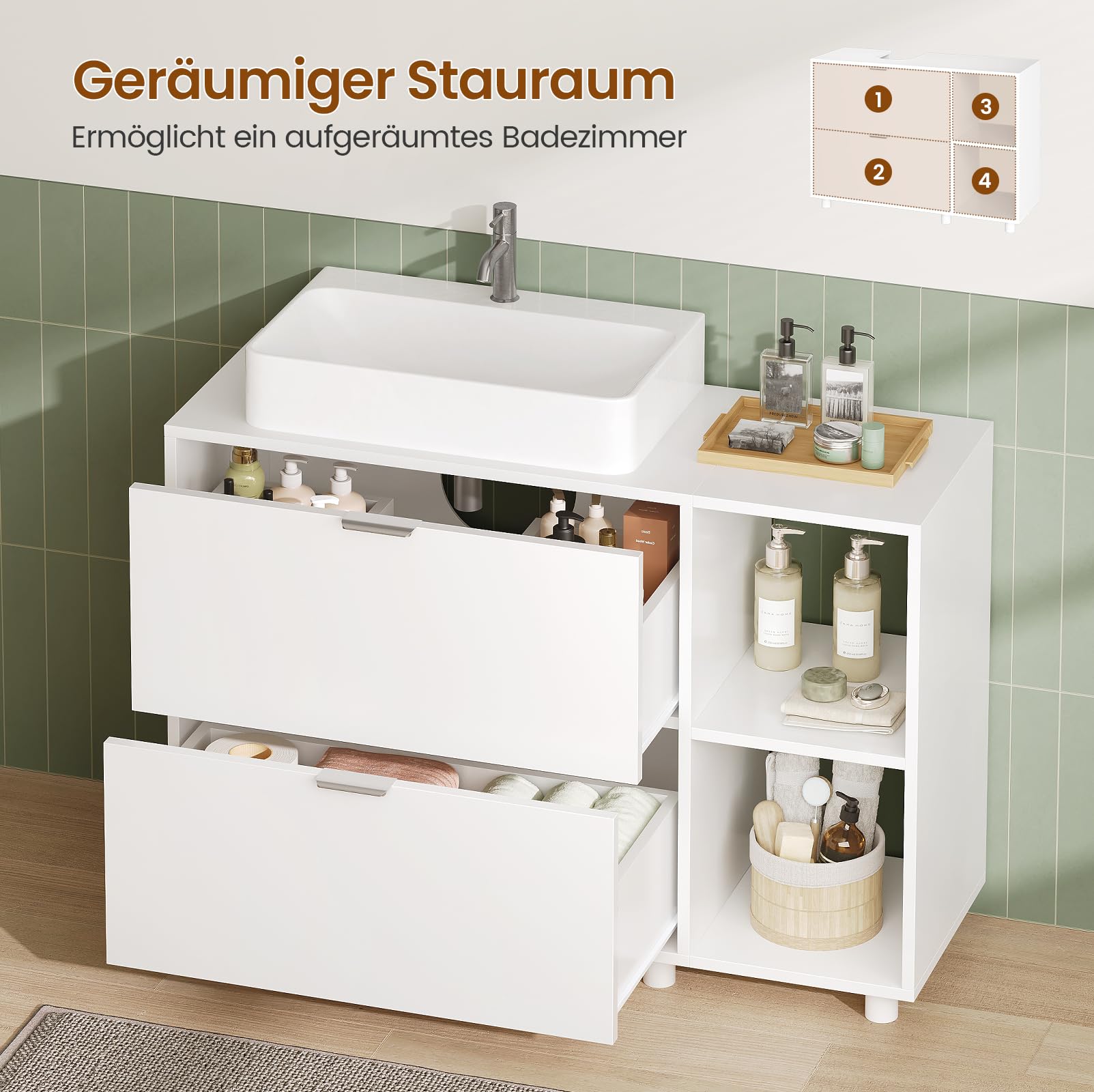 forabamb-waschbeckenunterschrank-wei-30x85x60-cm-badunterschrank-mit-2-schublade image 4