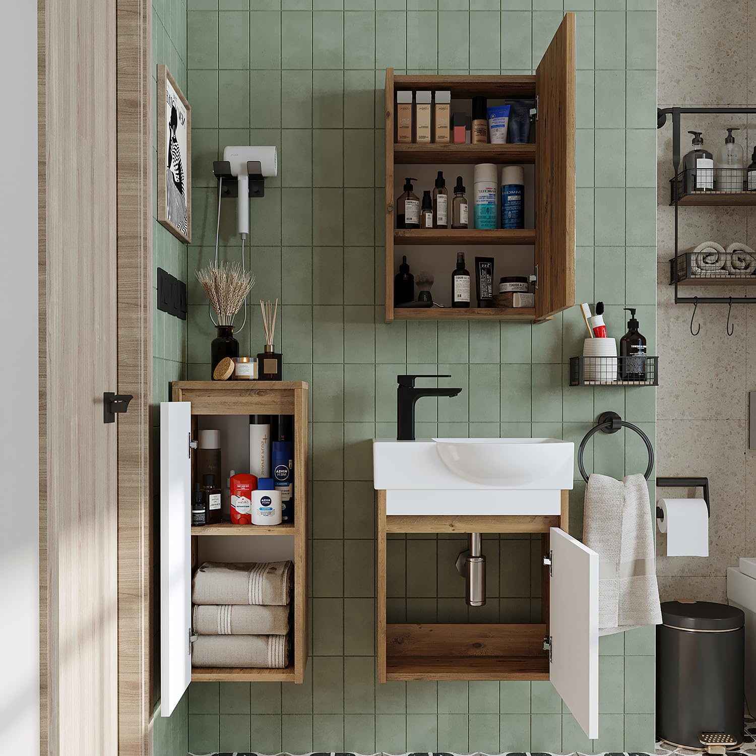 roomart-leo-badm-bel-set-komplett-unterschrank-mit-keramik-waschbecken-spiegelsc image 5
