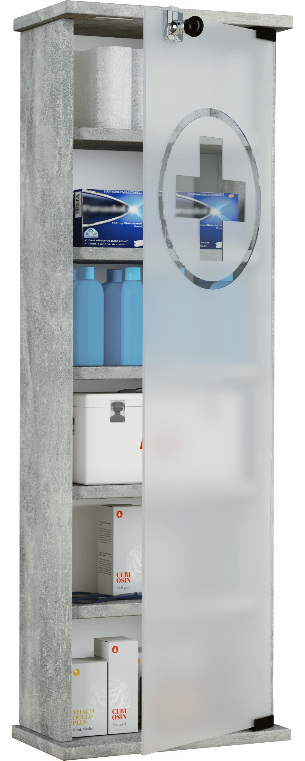 vcm-gusal-medizinschrank-abschlie-barer-apothekerschrank-in-beton-optik-ca-92-x- image 4