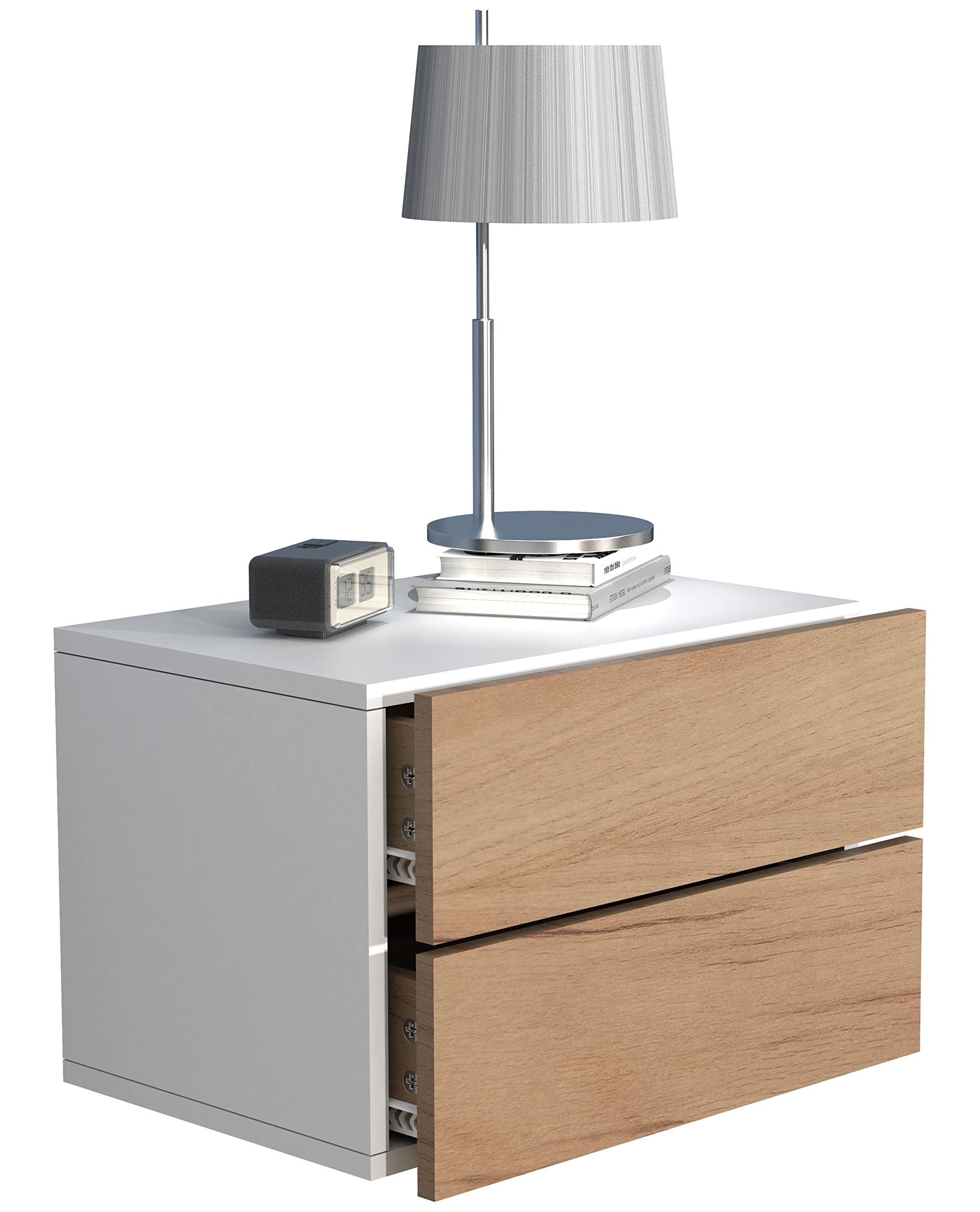 vcm-nachttisch-usal-wei-45-x-32-x-30-cm-wandmontage-2-schubladen image 5