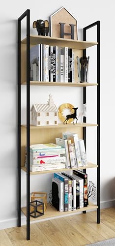 vcm-b-roregal-honig-eiche-62x24x165-cm-5-f-cher-standregal-b-cherregal image 6