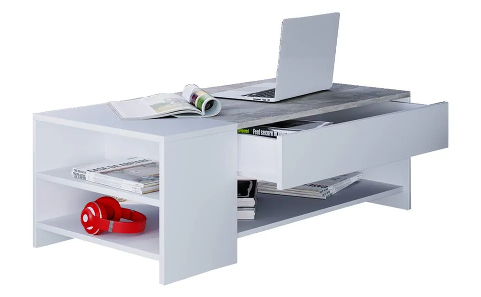 vcm-couchtisch-wei-beton-optik-100x50x35-cm-3-f-cher-schublade-holzwerkstoff-mit image 1