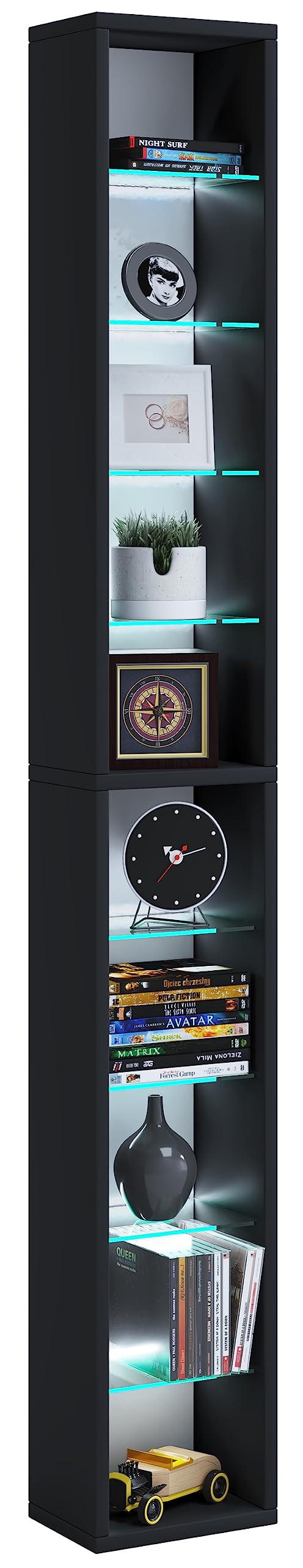 vcm-nulis-standregal-sonoma-eiche-21x14x155-cm-10-f-cher-holzwerkstoff-und-glas image 4
