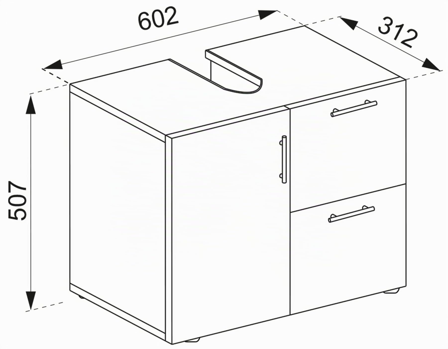 vcm-waschbeckenunterschrank-wei-beton-optik-61x32x51-cm-1-t-r-2-schubladen image 2