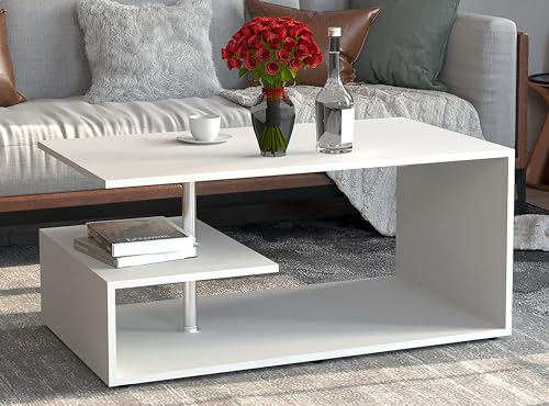 vcm-couchtisch-wei-91x53x42-cm-2-f-cher-holzwerkstoff-sofatisch-f-r-wohnzimmer image 7