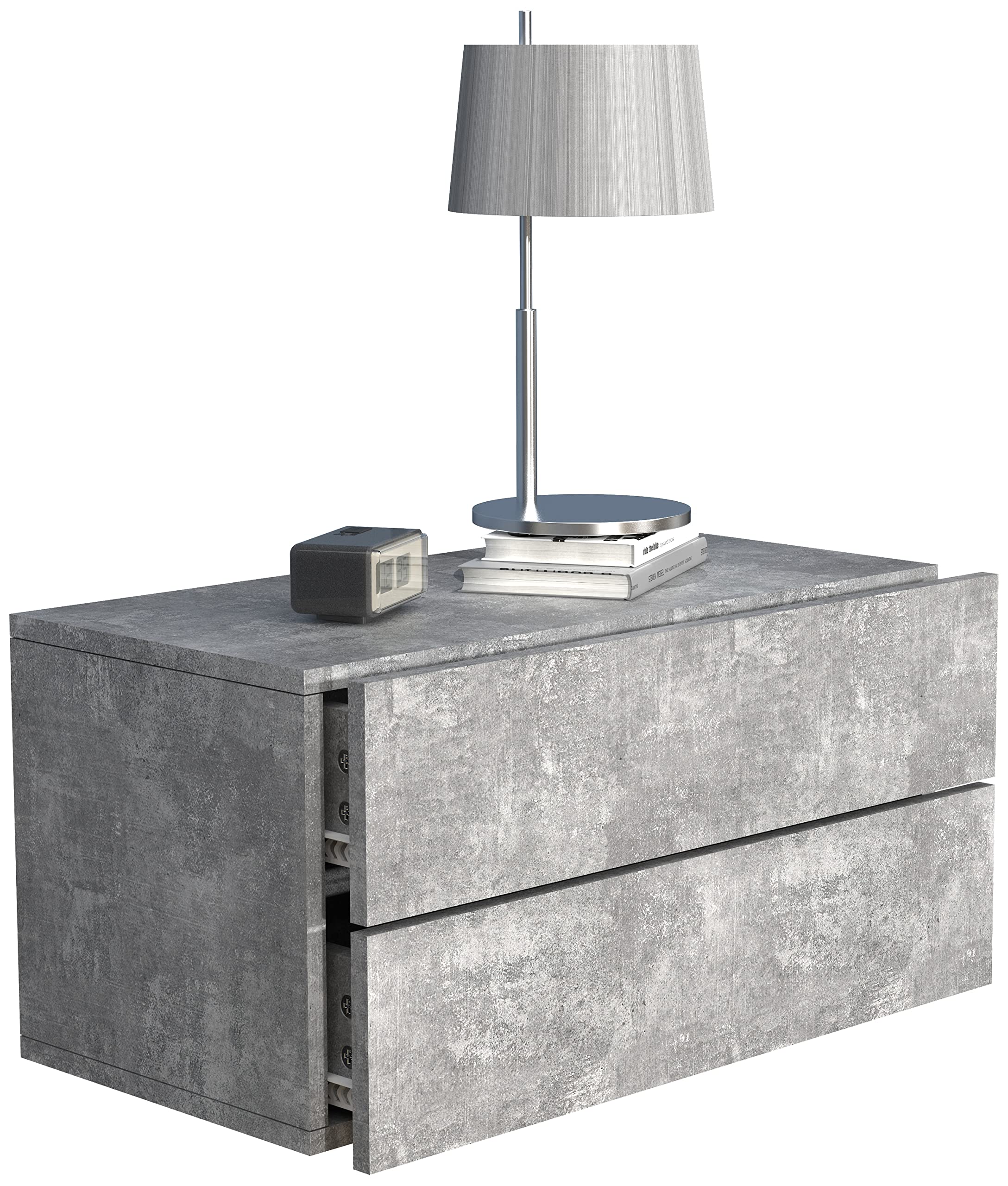 vcm-nachttisch-usal-wandkonsole-60-x-32-x-30-cm-mit-2-schubladen-anthrazit-honig image 7