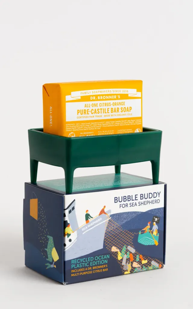 foekje-fleur-ocean-plastic-bubble-buddy-dark-green-dr-bronner-s-set image 1