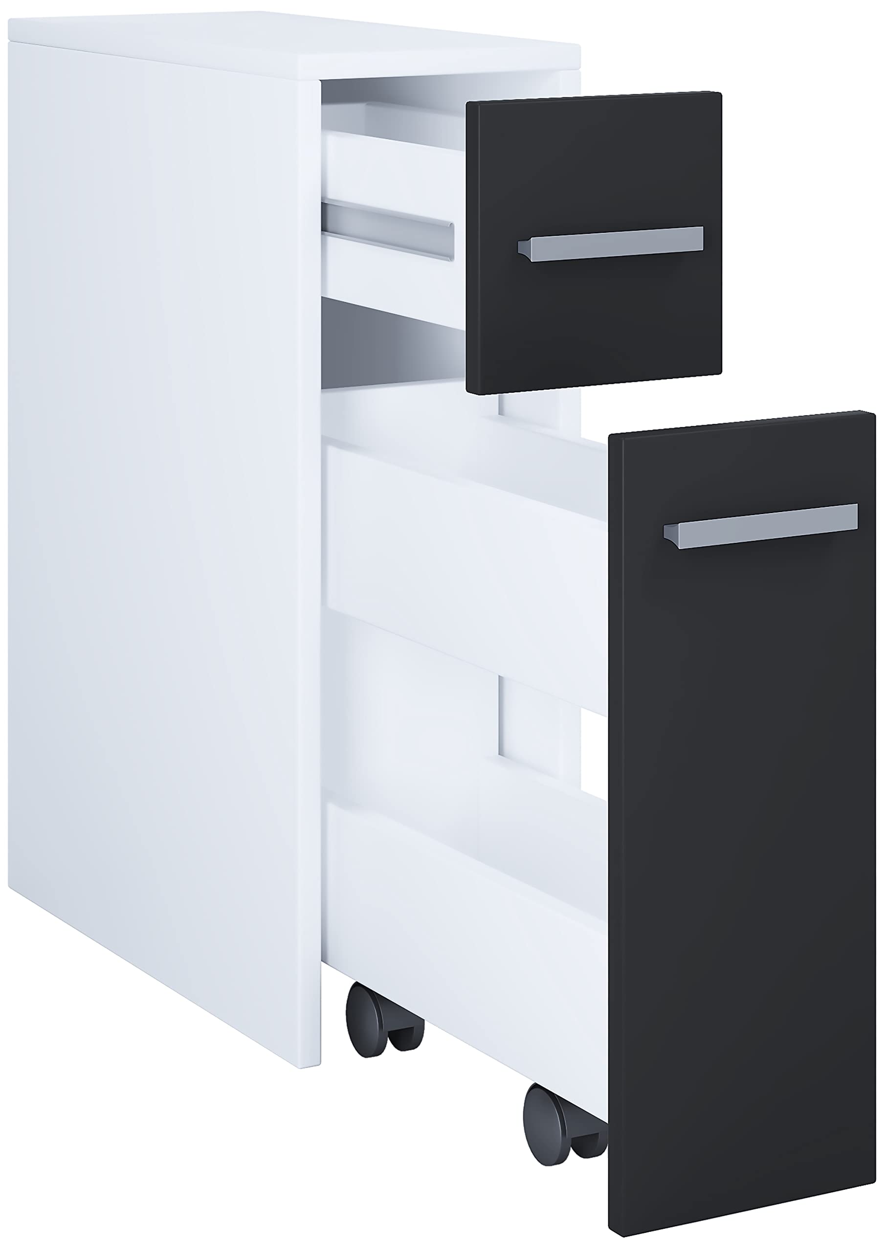 vcm-badm-bel-midischrank-wei-schwarz-20x45x61-cm-2-schubladen-hochschrank-f-r-sc image 5