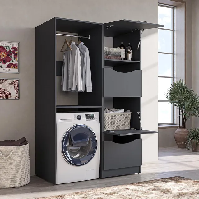 roomart-serie-2-norda-waschmaschinenschrank-126-cm-kleiderstange-waschmaschine-i-2 image 1