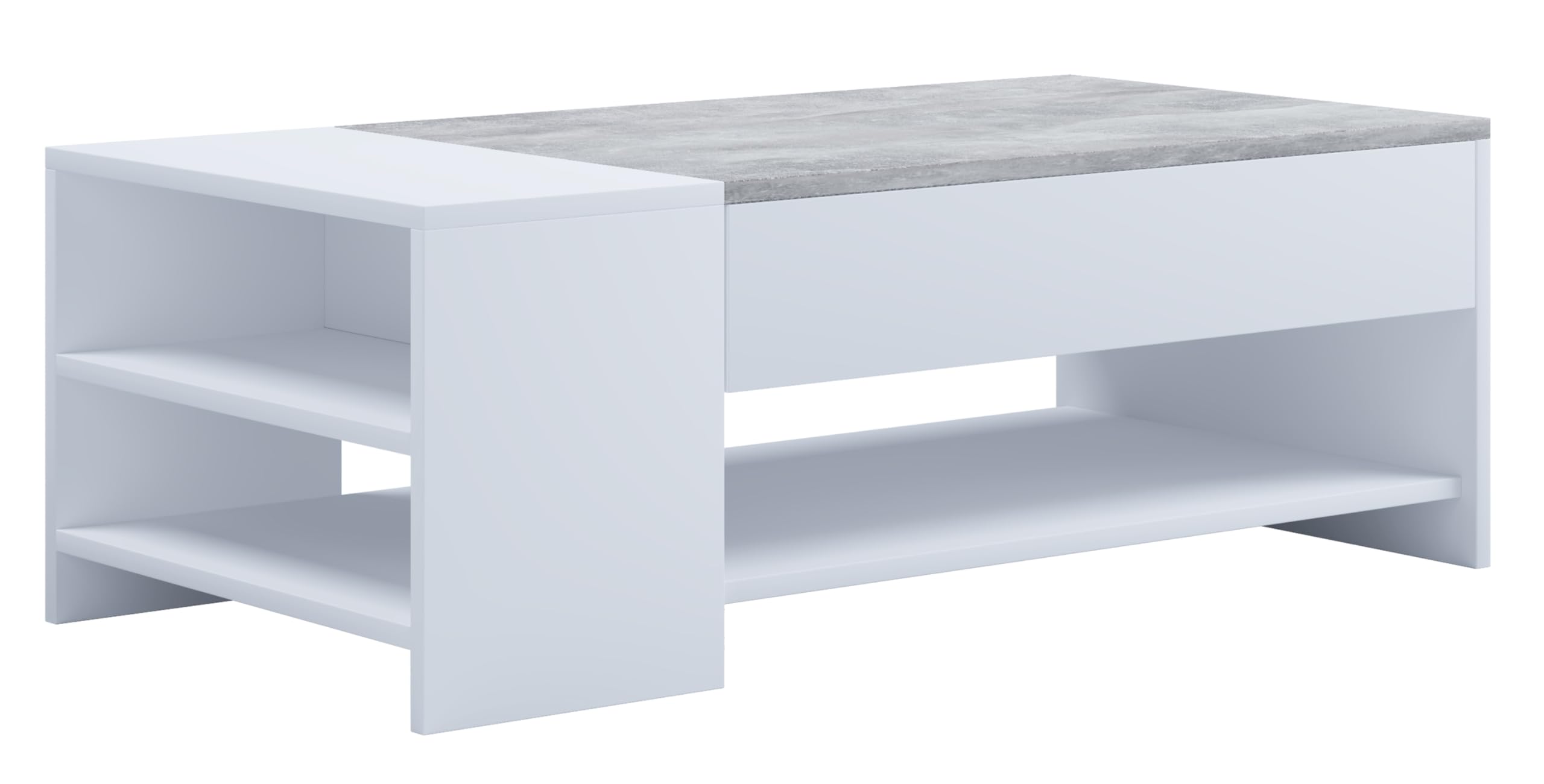 vcm-couchtisch-wei-beton-optik-100x50x35-cm-3-f-cher-schublade-holzwerkstoff-mit image 6