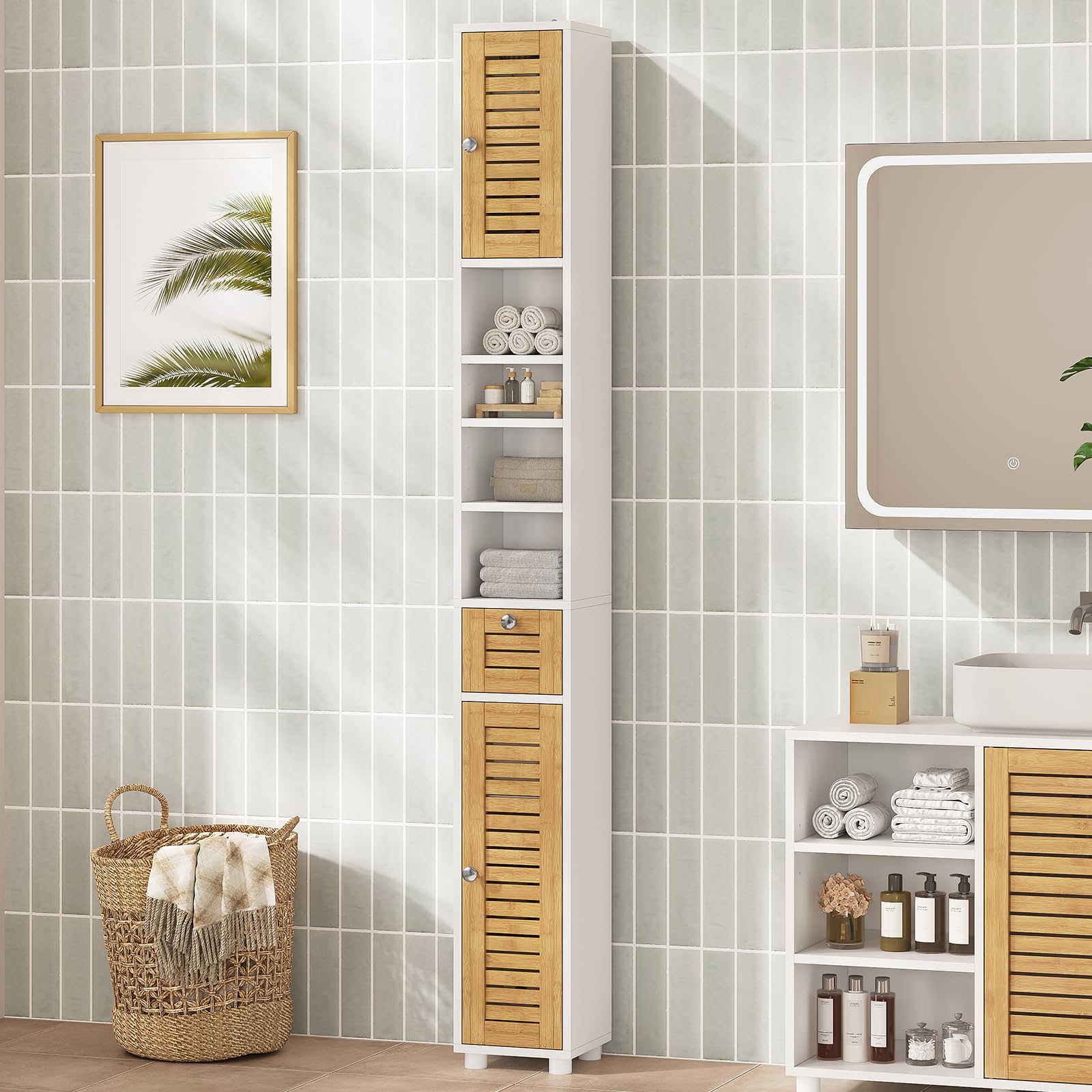 forabamb-badezimmerschrank-hochschrank-20x20x180-cm-4-offene-ablagen-2-bambust-r image 2