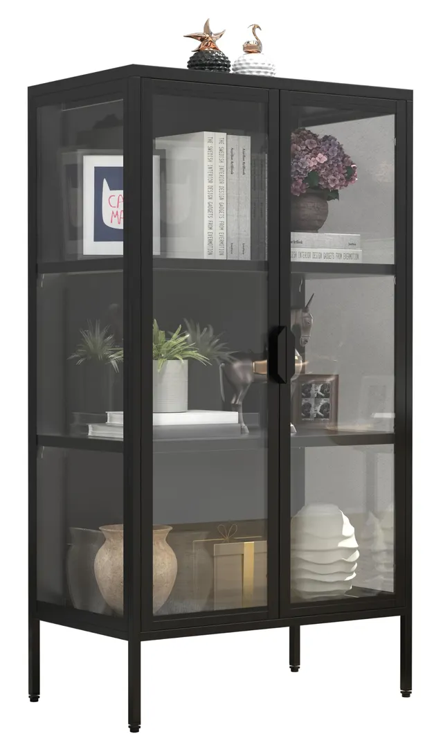 vcm-standvitrine-floka-schwarz-60-x-35-x-110-cm-2-glast-ren-3-f-cher image 1