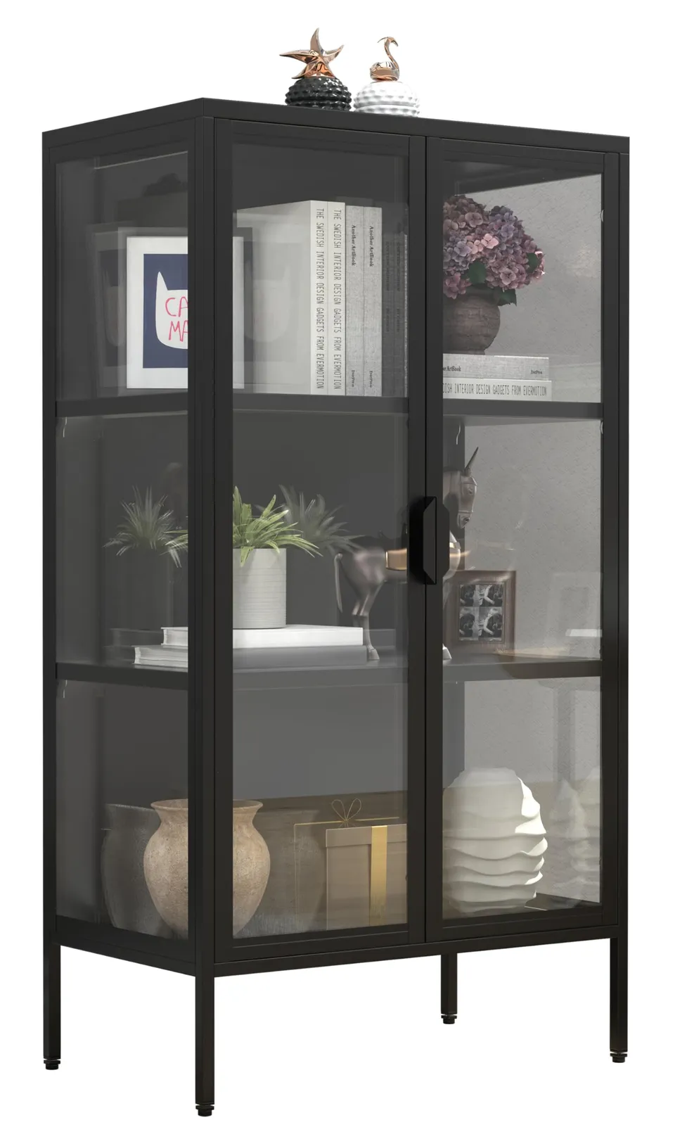 vcm-standvitrine-floka-schwarz-60-x-35-x-110-cm-2-glast-ren-3-f-cher image 1