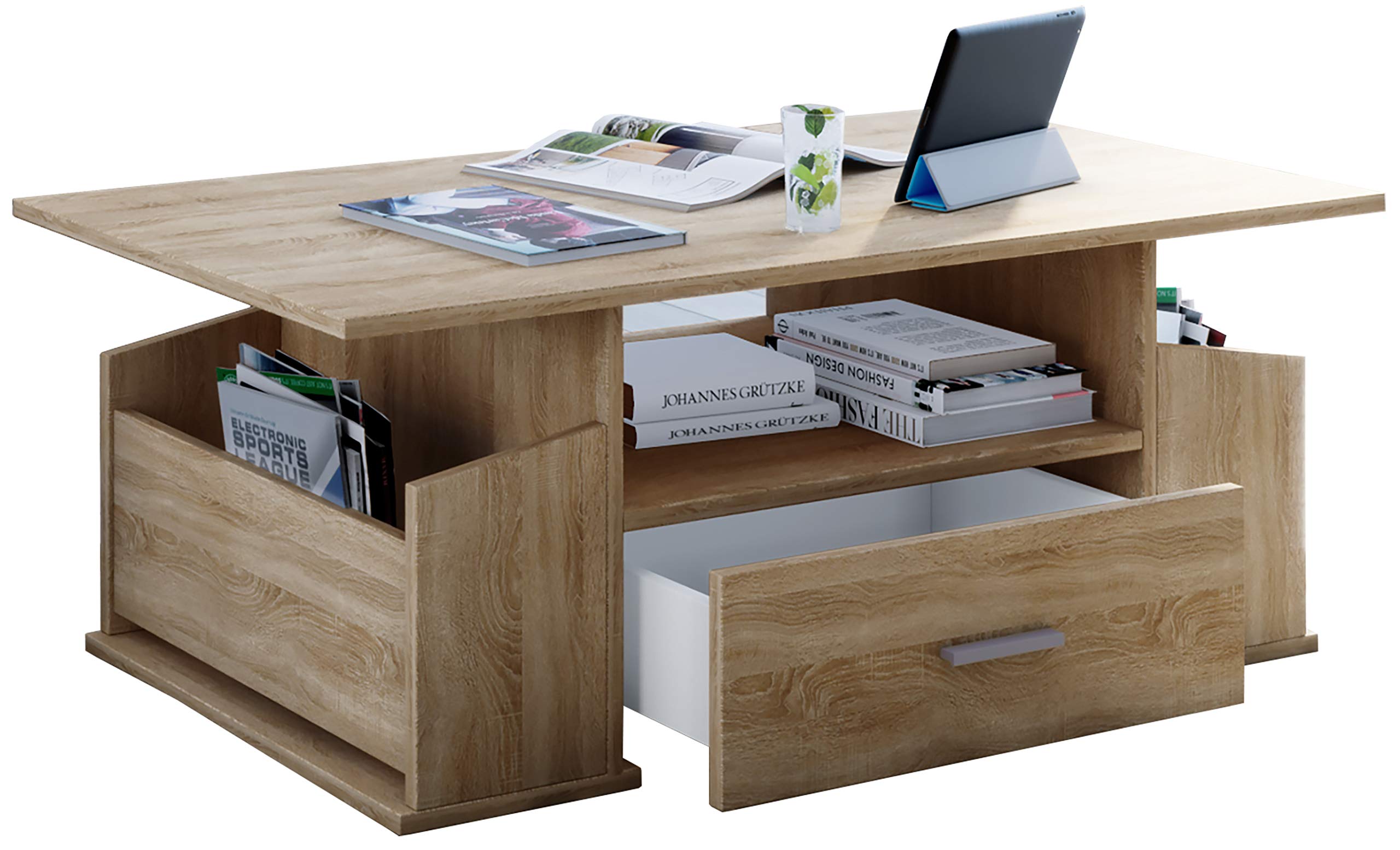 vcm-couchtisch-buche-110x52x44-cm-3-f-cher-1-schublade-holzwerkstoff image 8