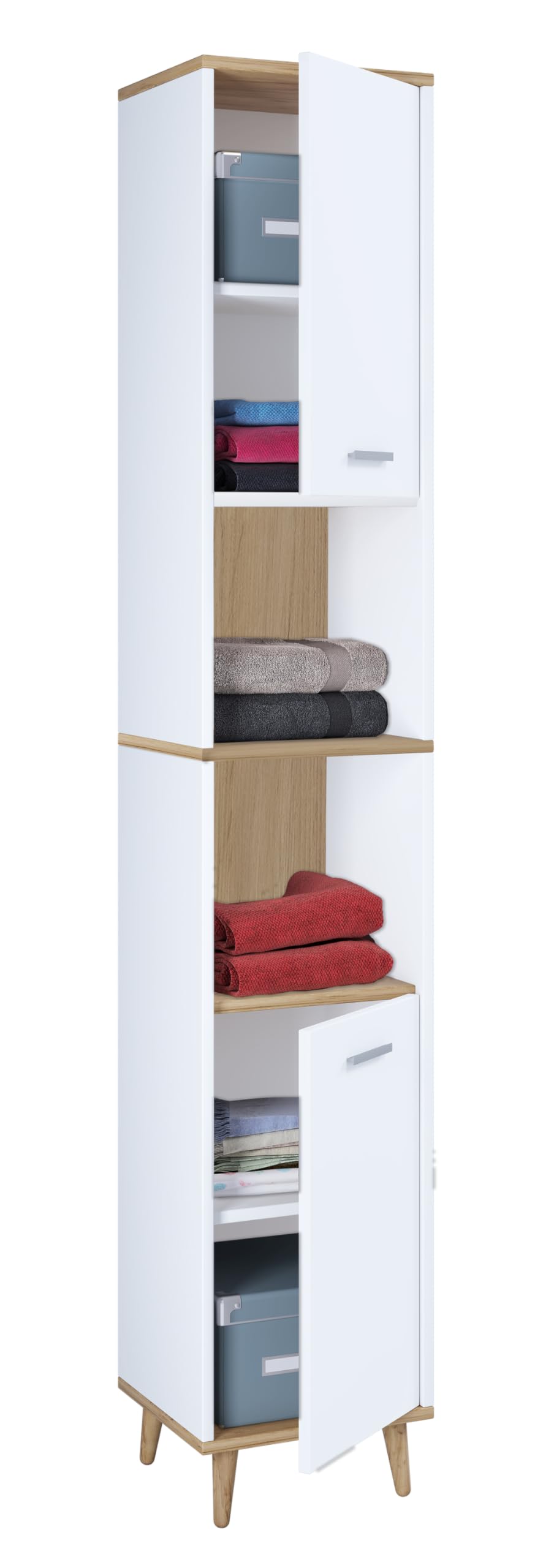 vcm-cosila-badm-bel-hochschrank-wei-honig-eiche-32x28x181-cm image 1