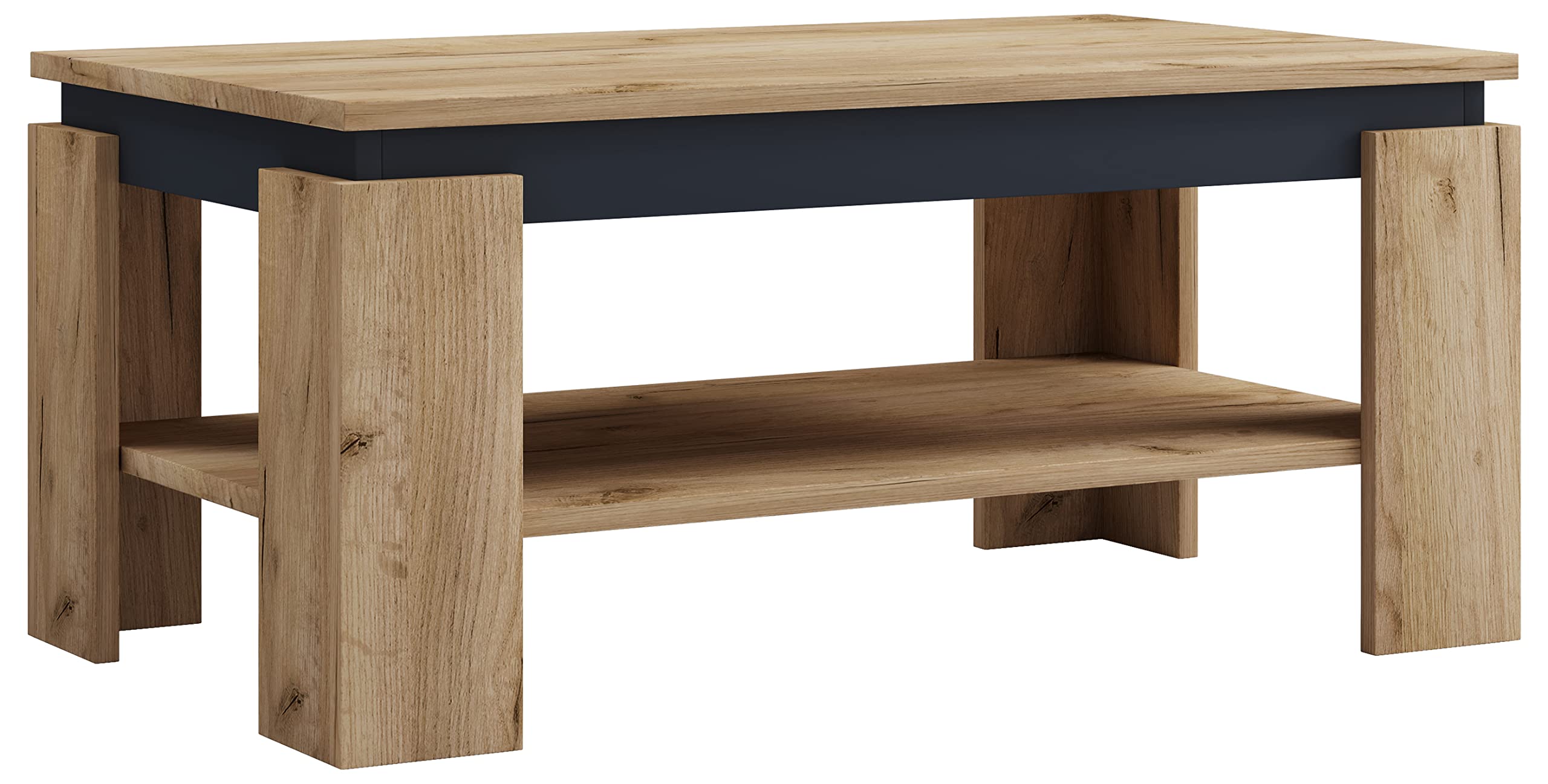 vcm-beistelltisch-honig-eiche-schwarz-90-x-53-x-41-cm-1-fach-holzwerkstoff image 4