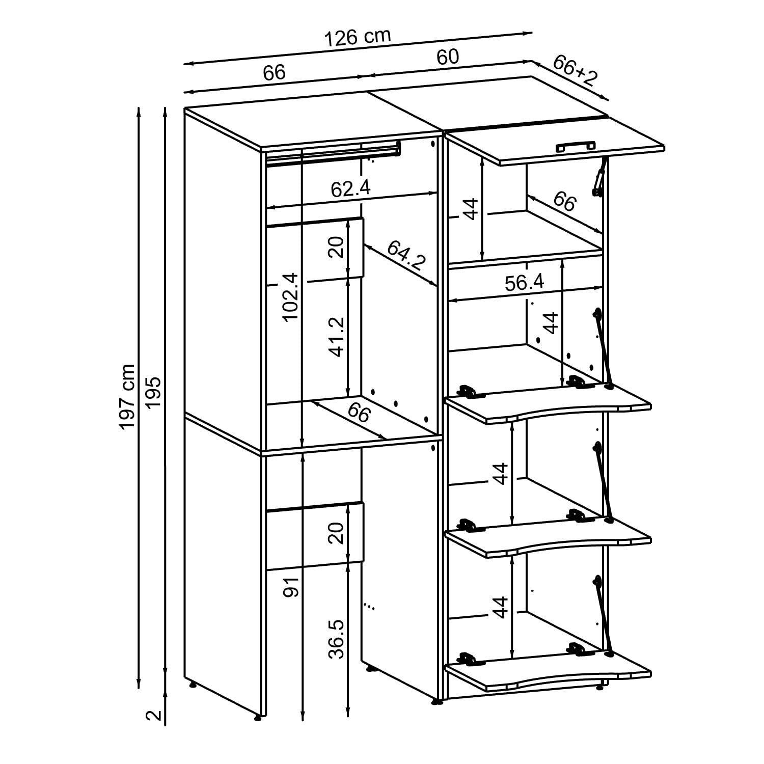 roomart-serie-2-norda-waschmaschinenschrank-126-cm-kleiderstange-waschmaschine-i-2 image 7