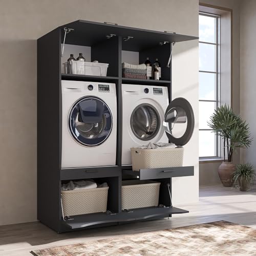 roomart-serie-2-waschmaschinenschrank-132-cm-f-r-waschmaschine-trockner-nebenein image 7