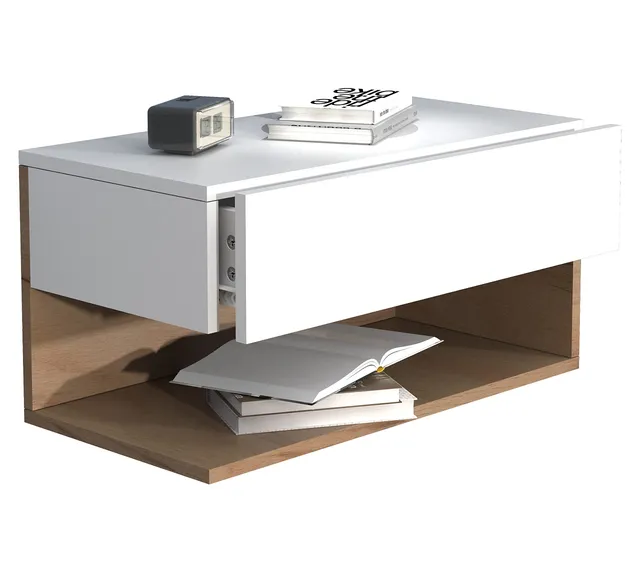 vcm-nachttisch-usal-wandkonsole-60-x-32-x-30-cm-mit-1-schublade-1-fach-wei-honig image 1