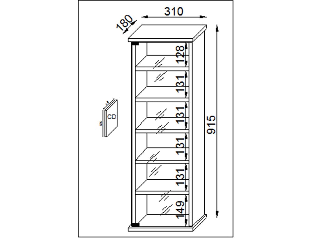 vcm-cd-dvd-regal-buche-31x18x92-cm-1-glast-r-6-f-cher image 3