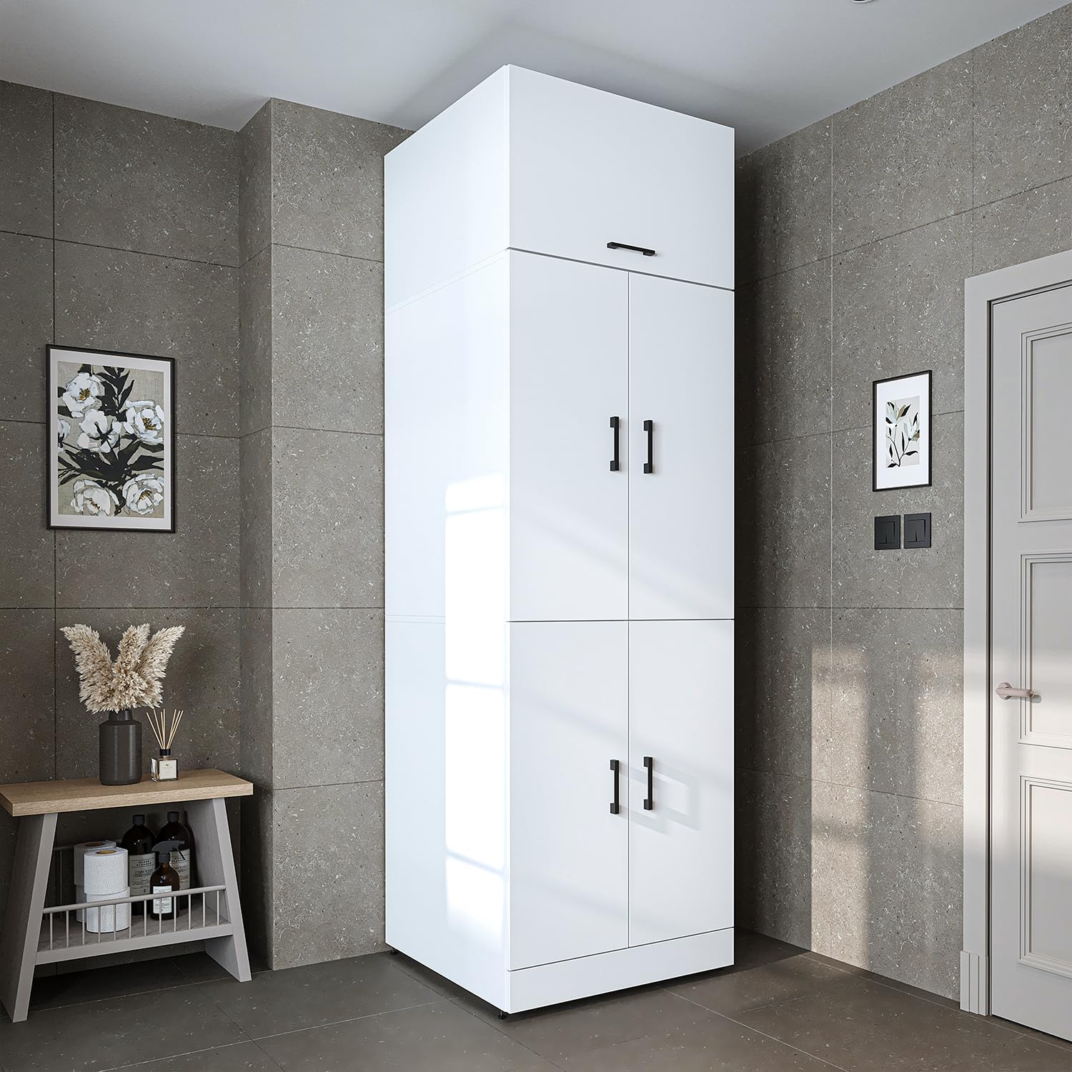 roomart-waschmaschinenschrank-dora-waschturm-f-r-trockner-waschmaschine-230-cm-w image 3