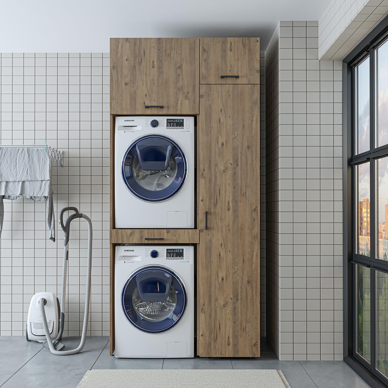 roomart-waschmaschinenschrank-112-cm-berbauschrank-f-r-waschmaschine-trockner-ei image 3