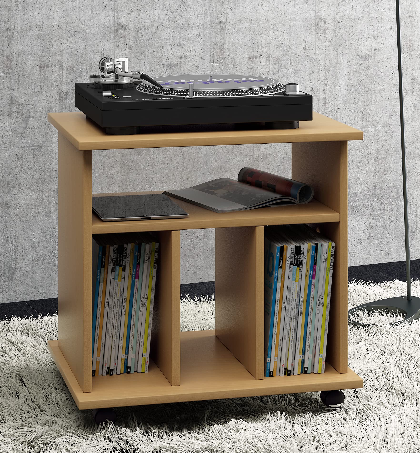 vcm-beistelltisch-buche-60x45x59-cm-mit-4-f-chern-und-rollen-holzwerkstoff-set image 2