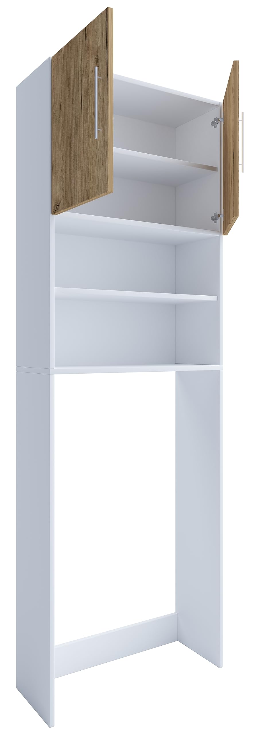 vcm-badm-bel-waschmaschinenschrank-wei-honig-eiche-64x25x190-cm-2-t-ren-5-f-cher image 5