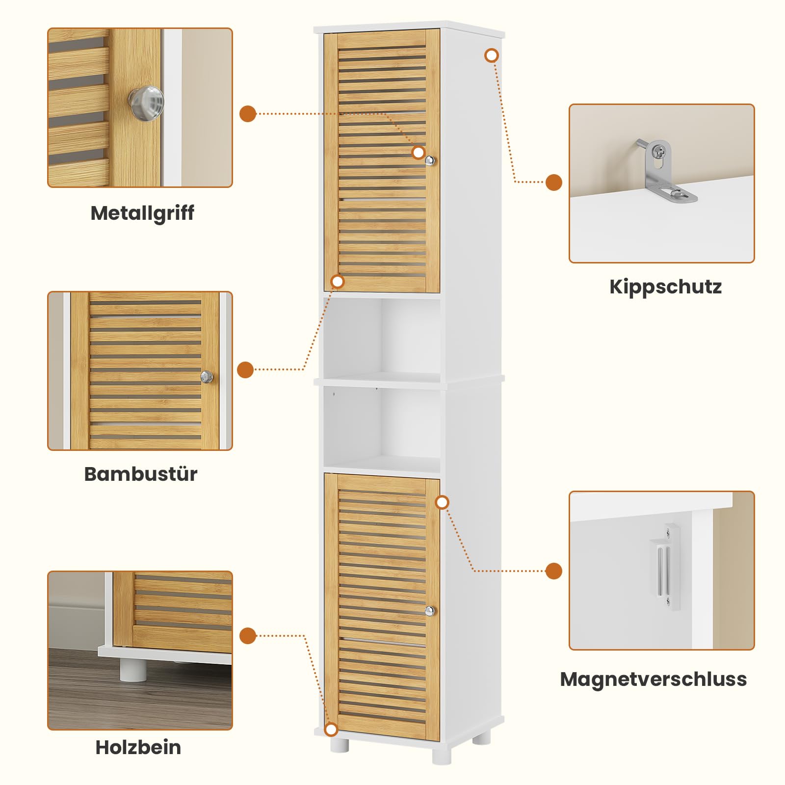 forabamb-badezimmer-hochschrank-badschrank-mit-2-bambust-ren-2-offenen-f-chern-3 image 5