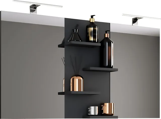 vcm-badspiegel-schwarz-112x12x59-cm-3-f-cher-moderne-spiegelablage image 1