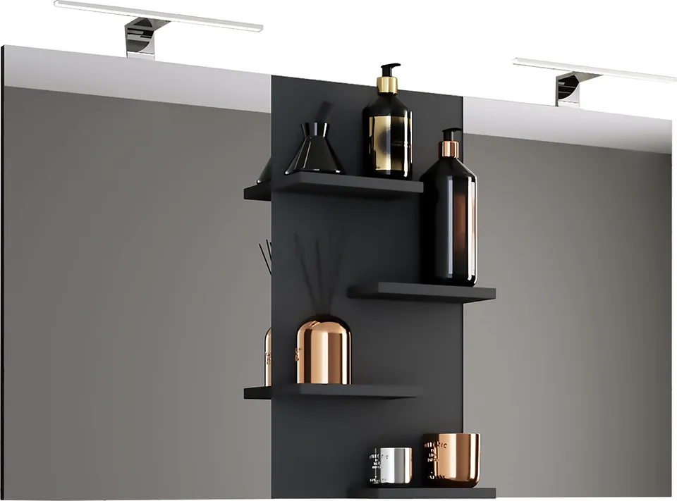 vcm-badspiegel-schwarz-112x12x59-cm-3-f-cher-moderne-spiegelablage image 1