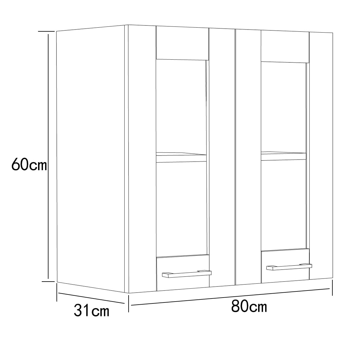vcm-colura-k-chenschrank-wei-80-31-60-cm-2-t-ren-2-f-cher-landhausstil-kompakt image 2