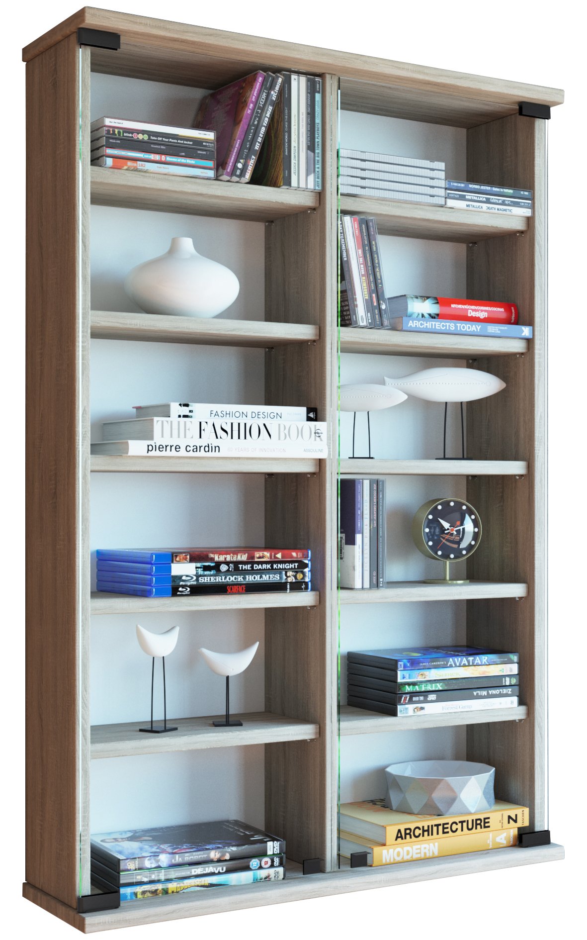 vcm-cd-dvd-wandregal-nulis-60x18x92-cm-2-glast-ren-12-f-cher-wei image 7