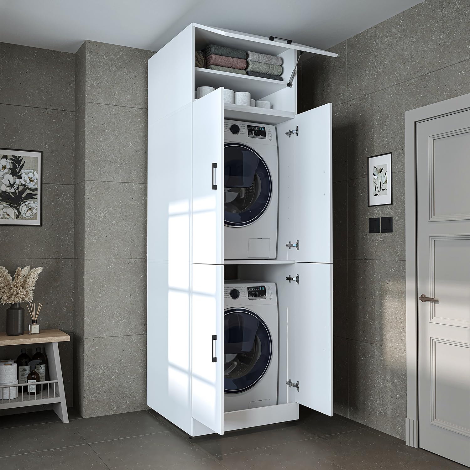 roomart-dora-waschmaschinenschrank-mit-aufsatzschrank-230-x-70-x-73-8-cm-5-farbe image 1