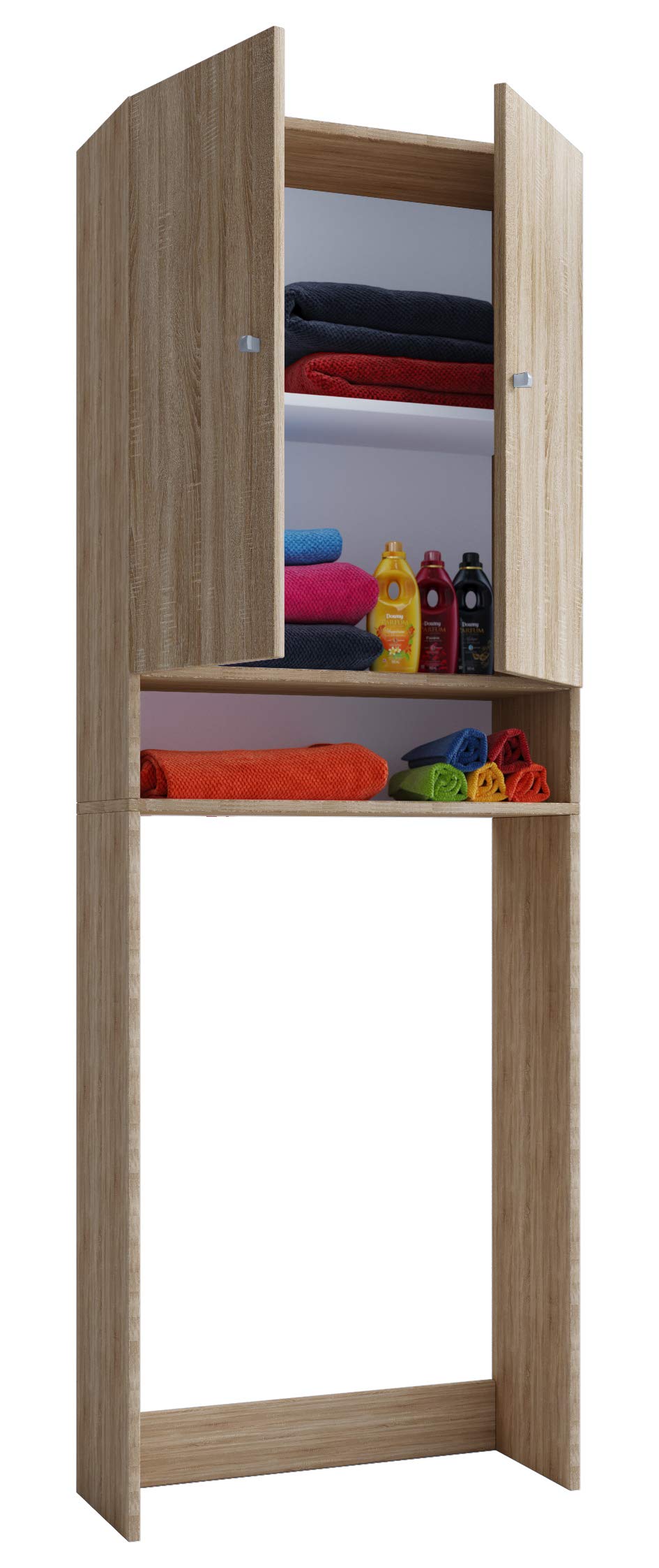 vcm-badm-bel-waschmaschinenschrank-lona-buche-64x27x182-cm-berbauschrank-mit-2-t image 4