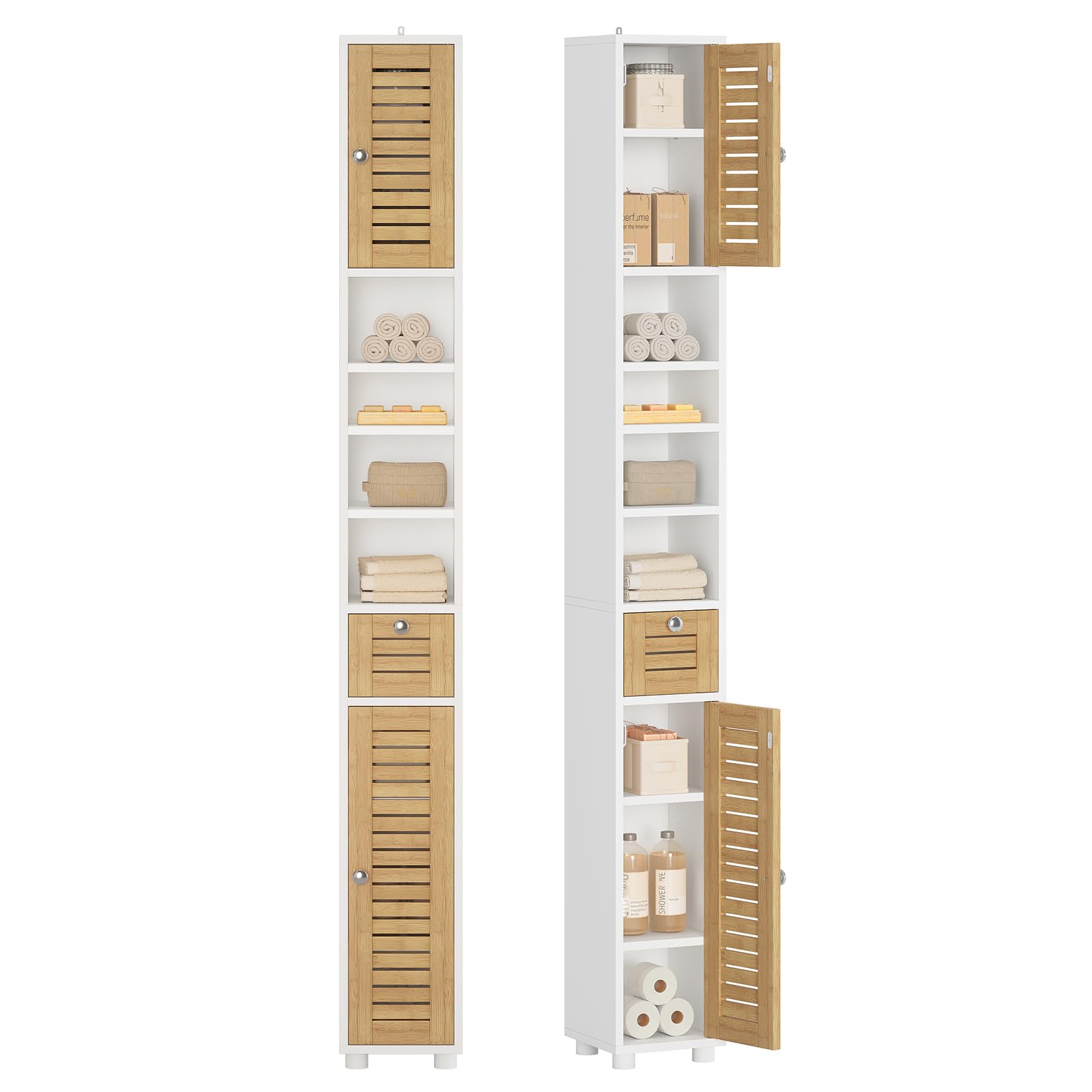 forabamb-badezimmerschrank-hochschrank-20x20x180-cm-4-offene-ablagen-2-bambust-r image 1