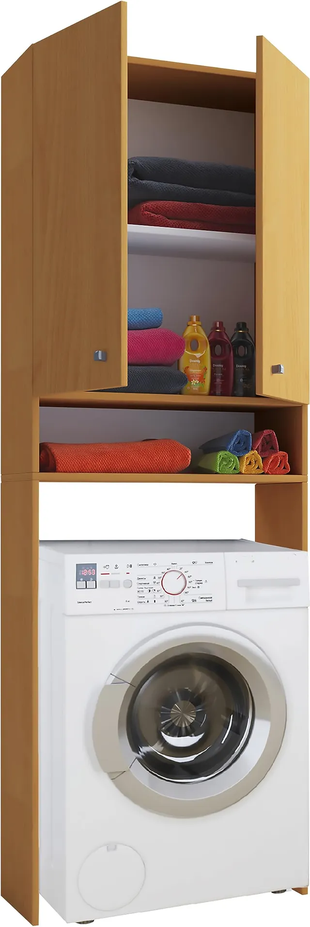 vcm-badm-bel-waschmaschinenschrank-lona-buche-64x27x182-cm-berbauschrank-mit-2-t image 1