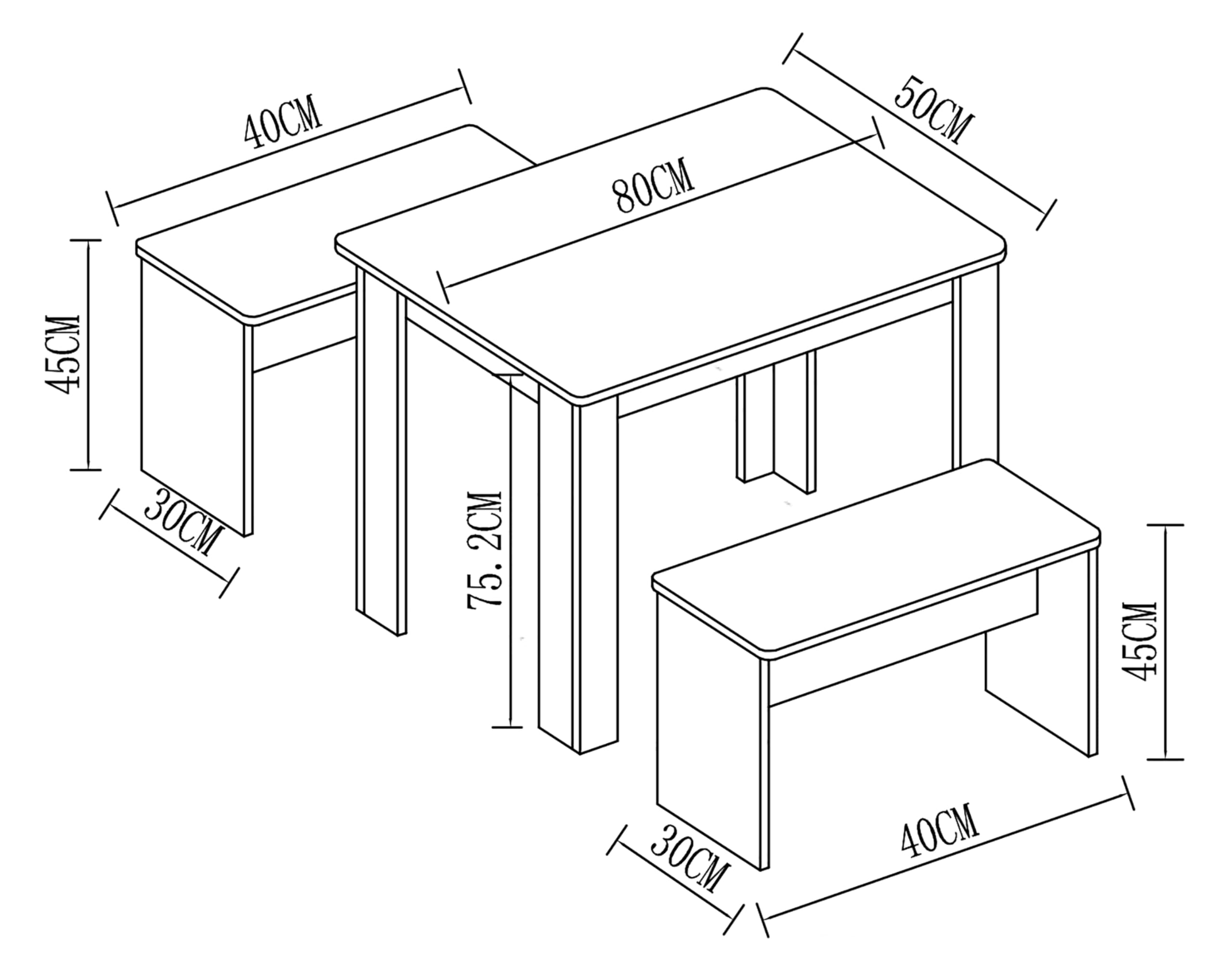 vcm-esal-l-essgruppe-k-chentisch-set-aus-holz-mit-zwei-sitzb-nken-tisch-ca-75x80 image 3
