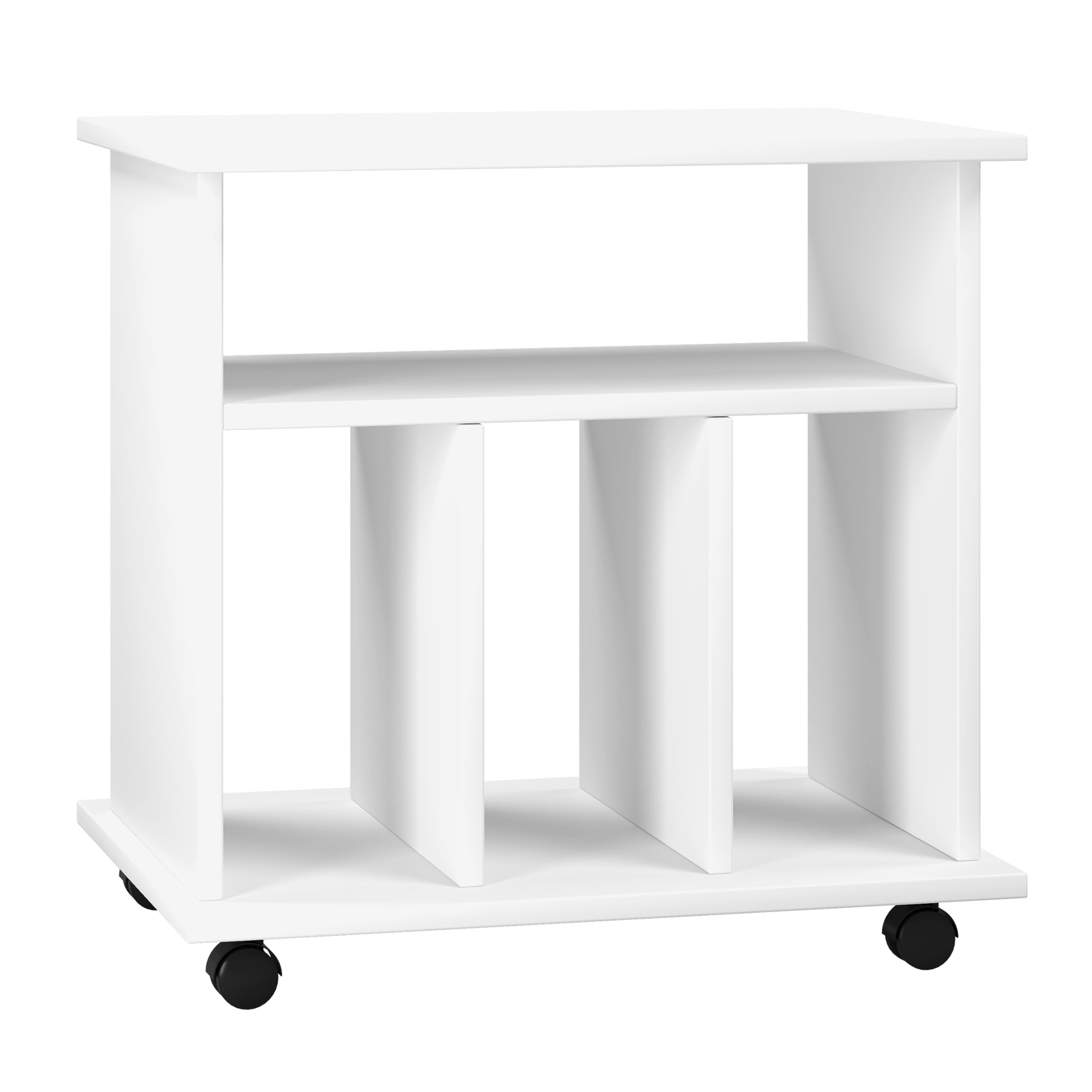 vcm-beistelltisch-wei-60x45x59-cm-mit-rollen-4-f-cher-holzwerkstoff-mobiler-sofa image 4