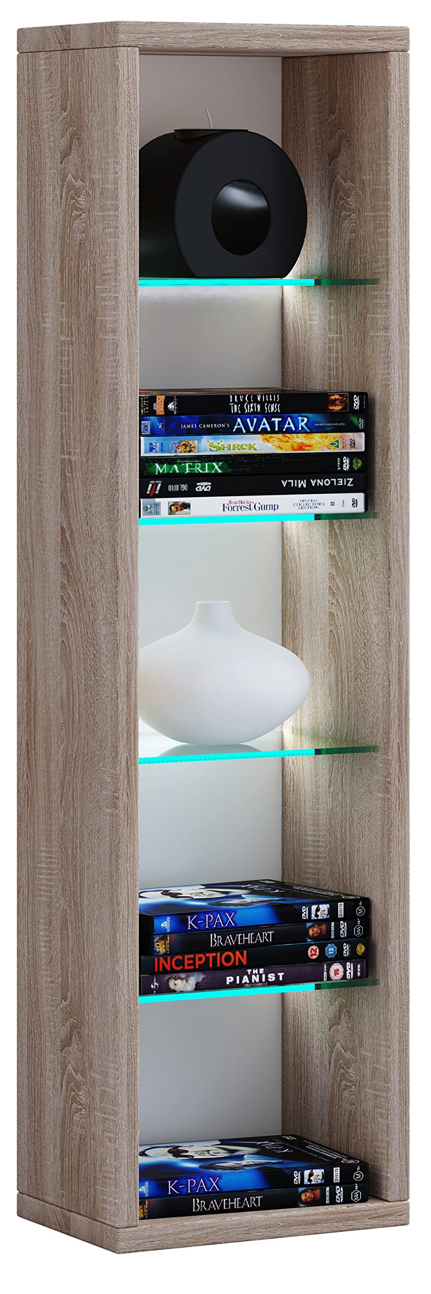 vcm-standregal-sonoma-eiche-21x14x77-cm-5-f-cher-holzwerkstoff-und-glas image 1