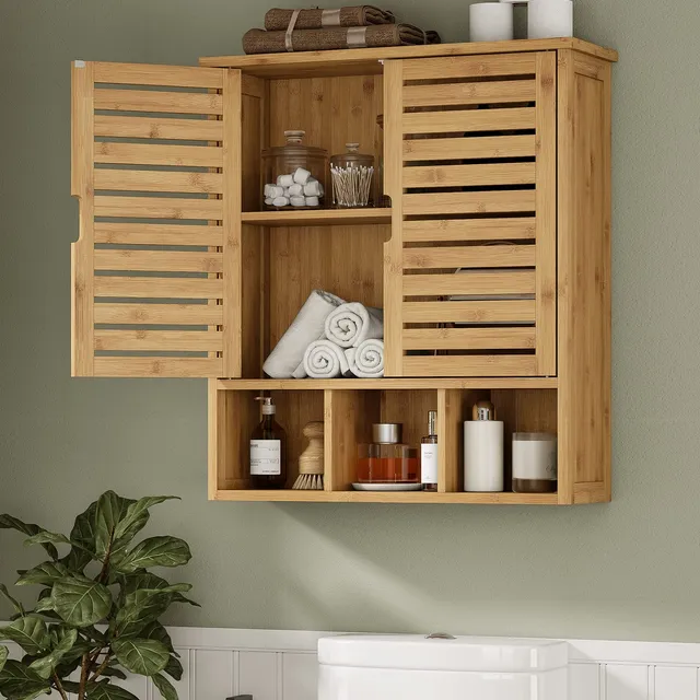 forabamb-badezimmer-wandschrank-aus-bambus-medizinschrank-mit-t-ren-und-verstell image 1