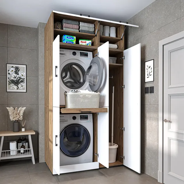 roomart-waschmaschinenschrank-dora-set-waschturm-f-r-trockner-waschmaschine-230- image 1