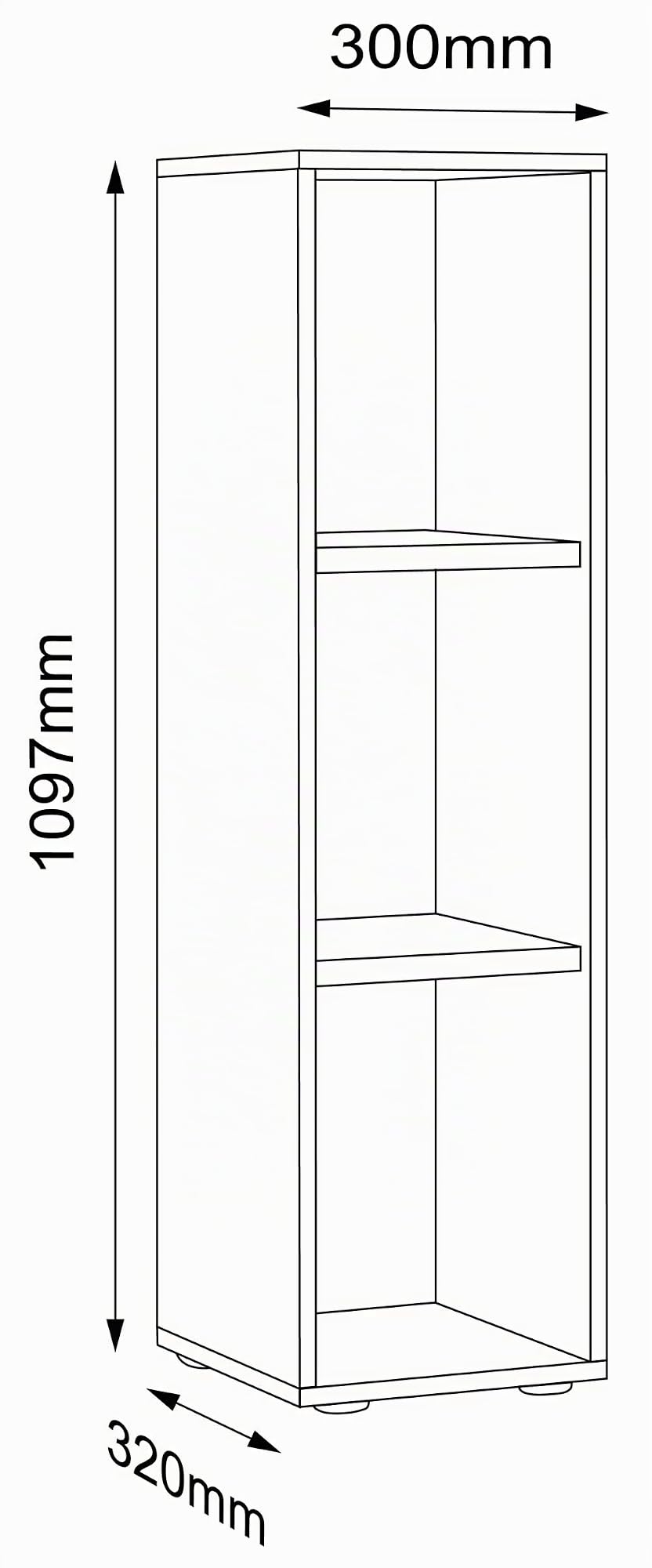 vcm-b-roregal-wei-30x32x110-cm-standregal-mit-3-f-chern-holzwerkstoff image 3