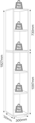 vcm-b-roregal-anthrazit-30-x-33-x-183-cm-5-f-cher-3-h-henverstellbare-b-den-stan image 8