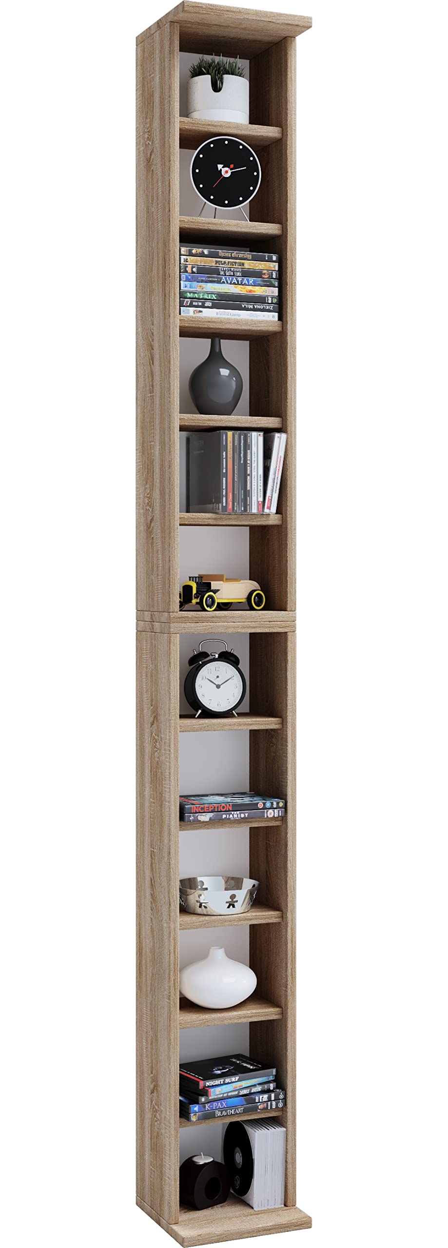 vcm-standregal-wei-honig-eiche-21x20x180-cm-12-f-cher-holzwerkstoff image 6